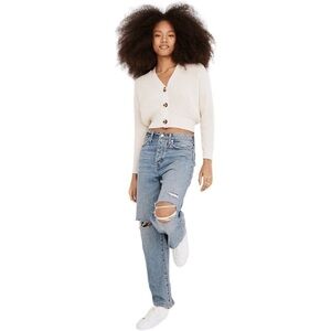 Madewell womens destroyed dad jeans in blue